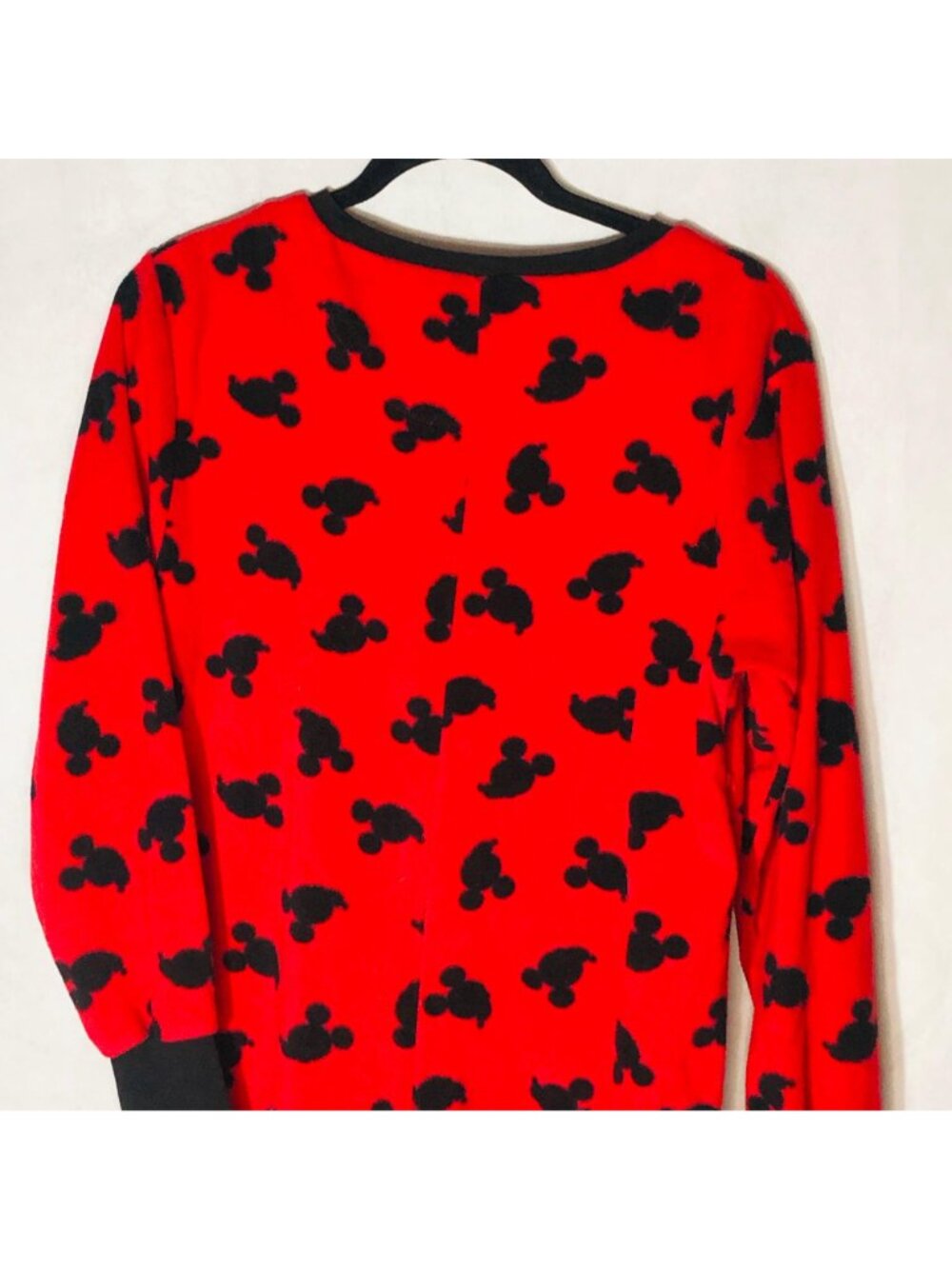 Disney feet pajamas red black mickey ears long sleeve zipper front size 10 READ - Picture 8 of 9